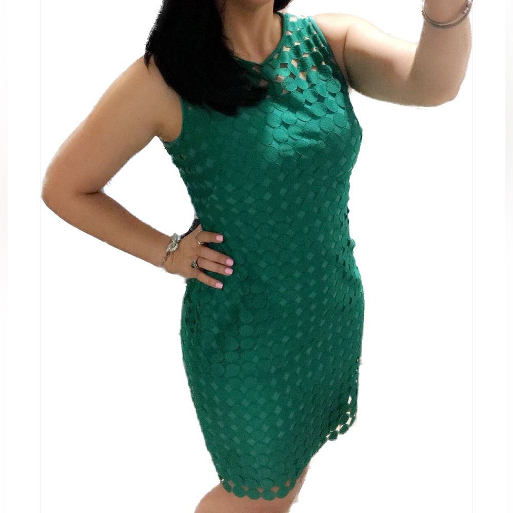 Lauren Ralph Lauren - size 8 melia dot-lace green dress